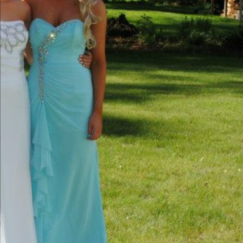 Light blue prom dress strapless